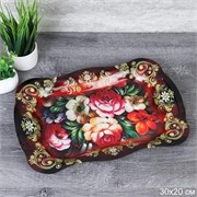 Поднос прямоугол 30х20 см металл Эмаль Розы 6987А 00018358