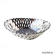 Сухарница овальная глубокая 31х23х8 см серебро 00018449