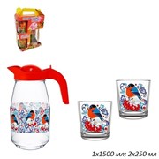 Набор 3 предмета Снегири на рябине (1,5 л/2х250 мл 00018486