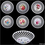 Ваза корзина 26х6 см / JCA233 /уп 200/белая 00018594