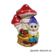 Гном сидит под мухоморами 30х21х41 см 00018756