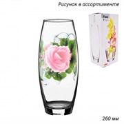 Ваза Флора 43966 прозрачная рисовка h=260, d=80 мм 00003311