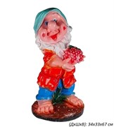 Гном с клубникой большой 34х33х67 см 00019093